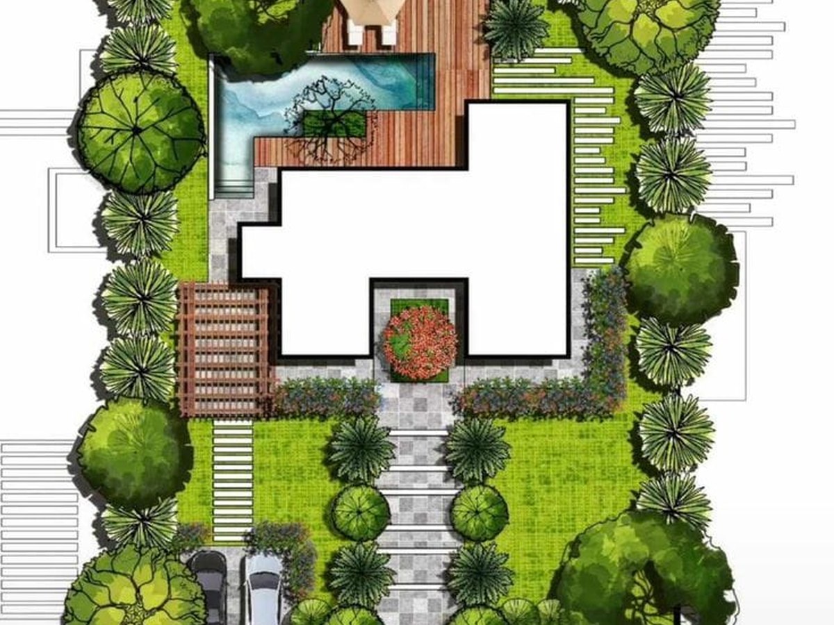 Landscape design 3D concept render