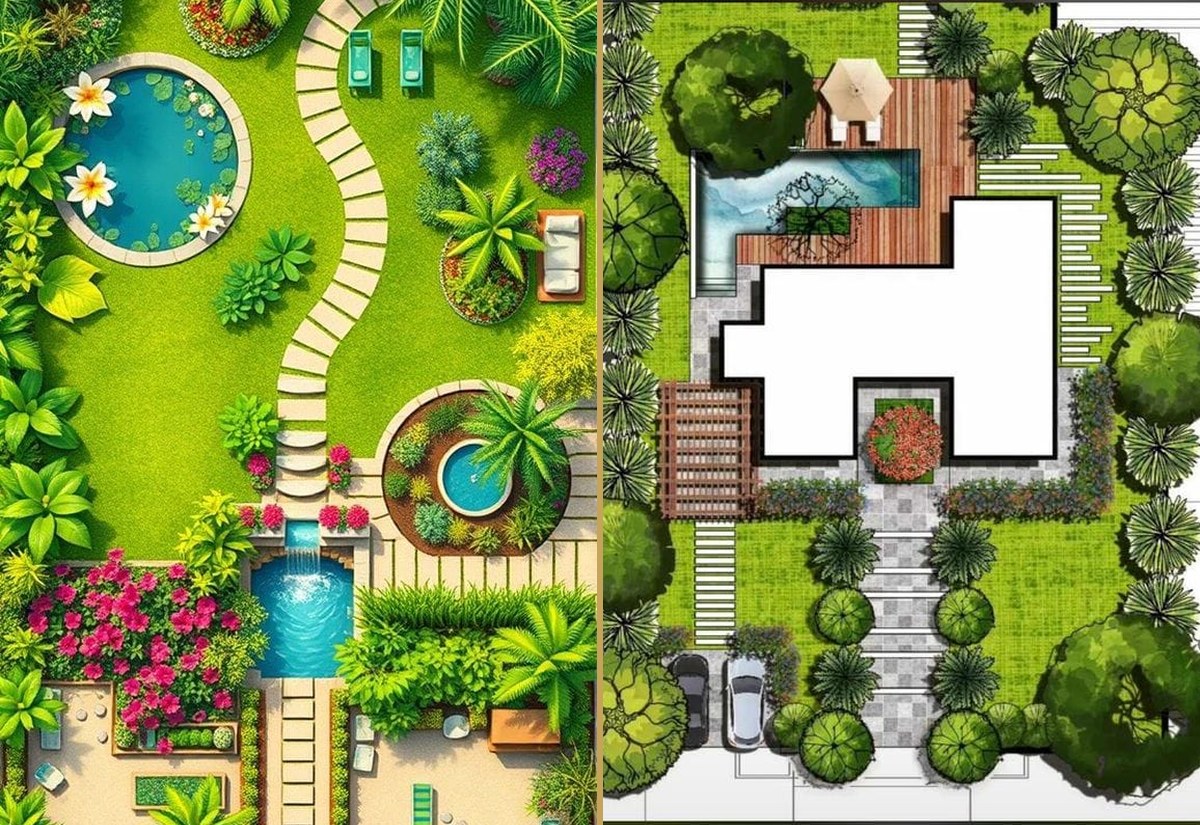 Landscape design and 3D visualisation collage