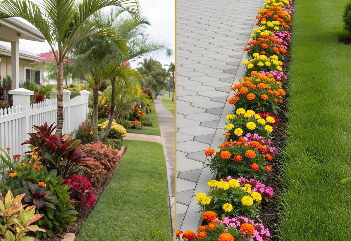 Planting and garden installation collage